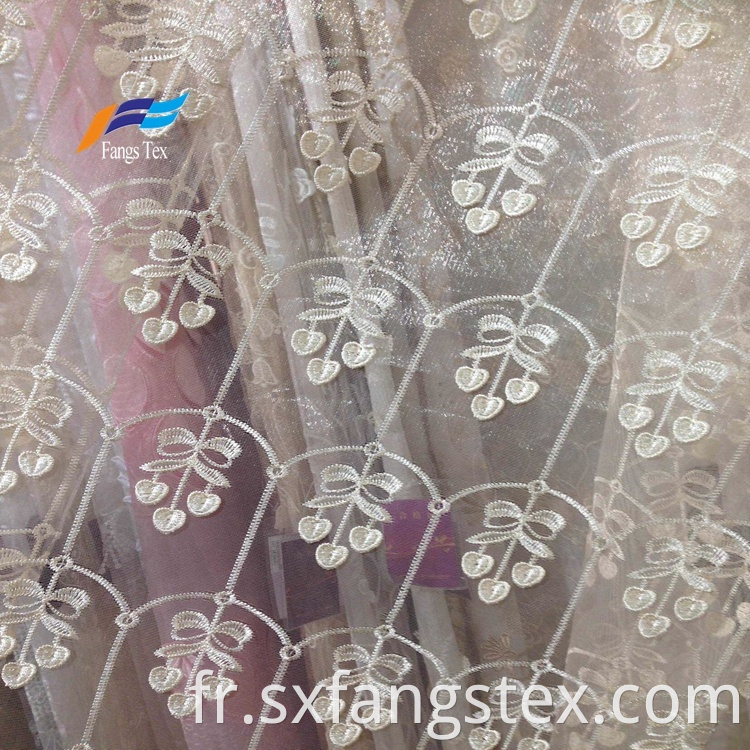 Fancy Embroideted Sheer Voile Window Curtain Fabric 1